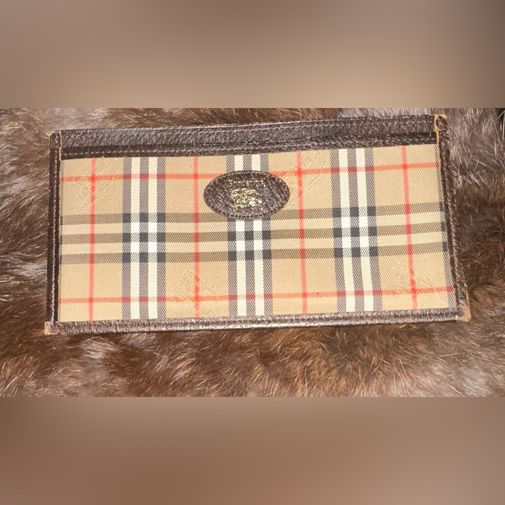 Vintage Burberry Check Canvas Card Holder Wallet